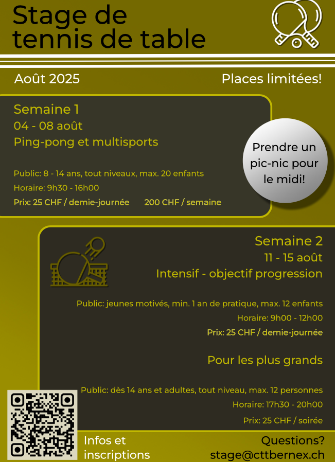 Stages d'août 2025